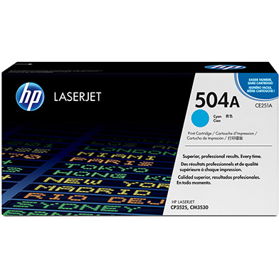 Genuine HP 504A Cyan Print Cartridge with ColorSphere Toner (7,000 Pages)